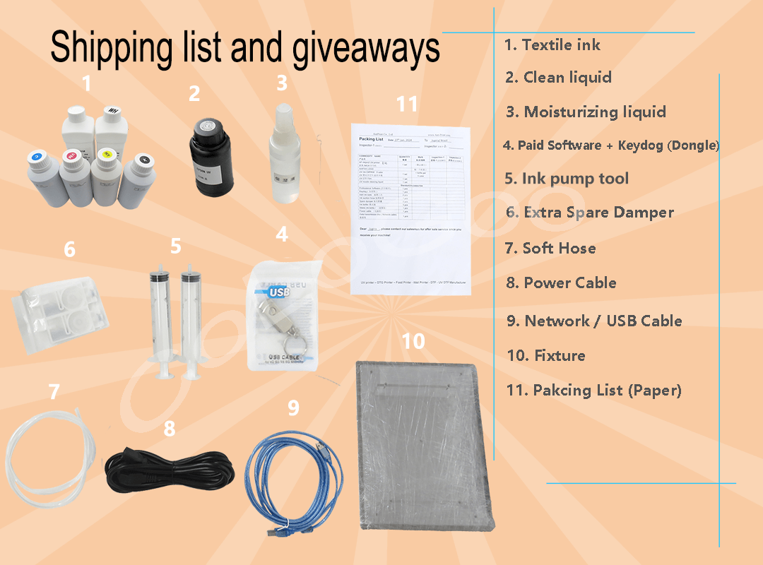 dtg printer packing list