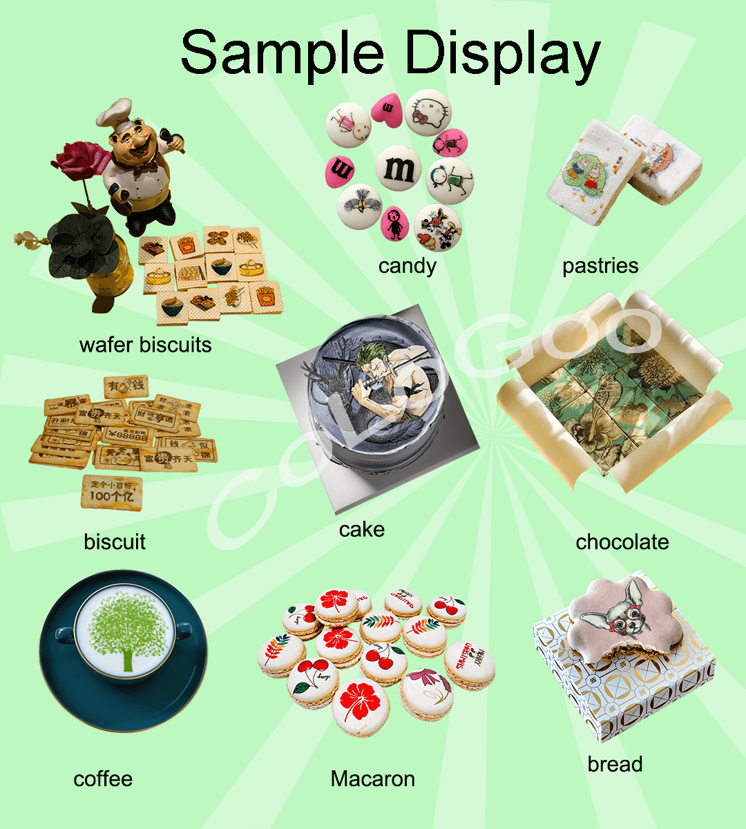  printed cake food samples