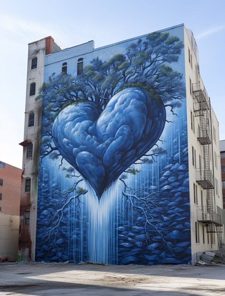 outdoor with 3d design mural